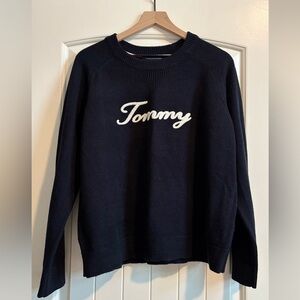 EUC Tommy Hilfiger Varsity Sweater - Navy - Large